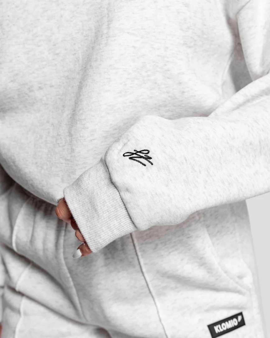 Dámská šedá oversized fitness mikina bez kapsy, pohodlná sportovní mikina s kapucí na cvičení a volný čas