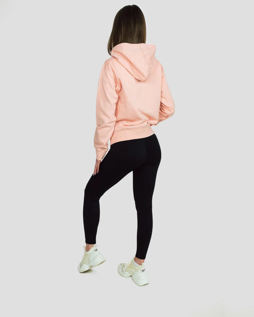 Dámská fitness mikina s kapucí a kapsou v růžové barvě, pohodlná sportovní mikina na cvičení a volný čas