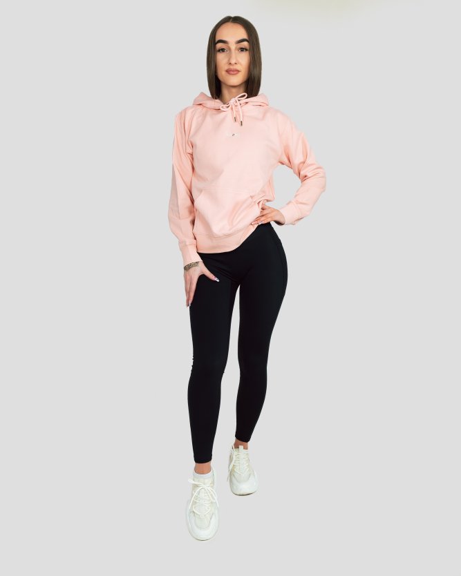 Dámská fitness mikina s kapucí a kapsou v růžové barvě, pohodlná sportovní mikina na cvičení a volný čas