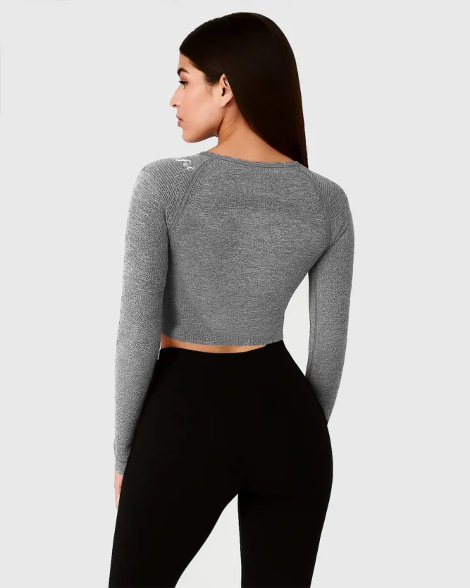Bezešvý crop top s dlouhým...
